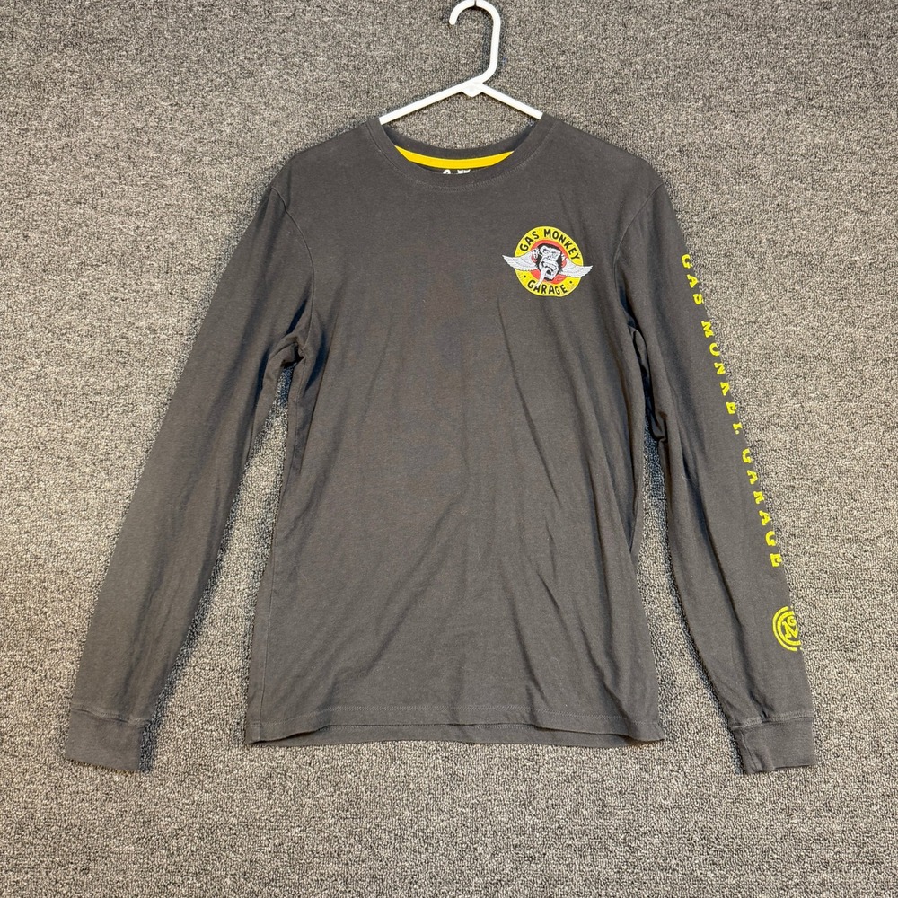 Gas Monkey Garage Mens Small Gray Long Sleeve Graphic T-Shirt Dallas Texas Logo